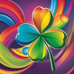 4 Leaf Clover clipart - clover with a rainbow in the background  