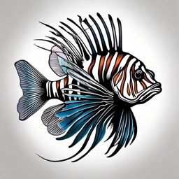 Lionfish Tattoo,a captivating tattoo showcasing the enchanting lionfish, emblem of beauty and mystery. , tattoo design, white clean background