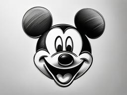 pencil sketch of mickey mouse  minimal rough sketch scribbles,doodles,black and white