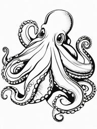 Octopus Coloring Pages - Octopus with tentacles  simple coloring pages