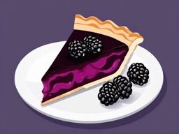 Blackberry Pie Slice Clipart - A slice of blackberry pie with whipped cream.  color vector clipart, minimal style