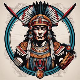 aztec warrior tattoo minimalist color design 