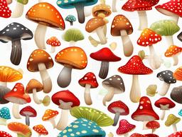 Mushroom clipart - group of mushrooms with various colors  