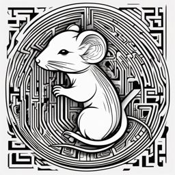 Rat Tattoo - Intelligent rat exploring a maze, emblem of adaptability  few color tattoo design, simple line art, design clean white background