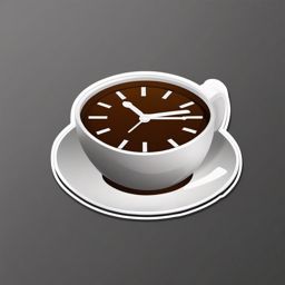 Coffee Break Sticker - Coffee cup with a clock indicating break time, ,vector color sticker art,minimal