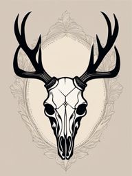 Unadorned deer skull silhouette, a simple mark of nature.  simple color tattoo style