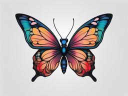 disney butterfly tattoo  simple color tattoo, minimal, white background