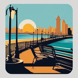 Mumbai Marine Drive sticker- Iconic boulevard along the Arabian Sea in Mumbai, India, , sticker vector art, minimalist design