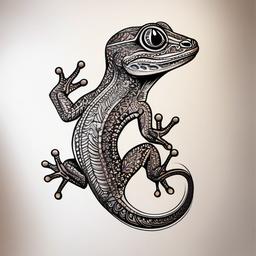 Gecko Tattoo Design - Artistic and customized gecko tattoo design for personal expression.  simple color tattoo design,white background