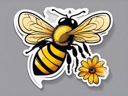 Bee Sticker - A buzzing bee collecting nectar from a flower. ,vector color sticker art,minimal