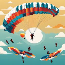 Skydiving Formation Clipart - Skydivers forming intricate aerial formations.  color vector clipart, minimal style