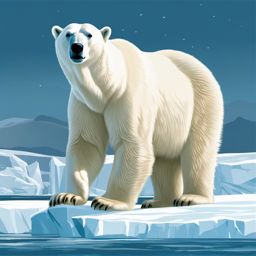 Polar Bear Clipart on an Arctic Glacier,Majestic polar bear on an arctic glacier, the embodiment of strength and survival. 