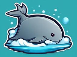 Narwhal cartoon - tusked, arctic whale  cartoon sticker style