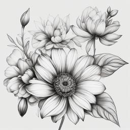 pencil drawings of flowers  minimal rough sketch scribbles,doodles,black and white