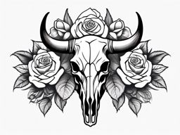 Bull skull with roses tattoo. Beauty in the midst of strength.  minimalist black white tattoo style