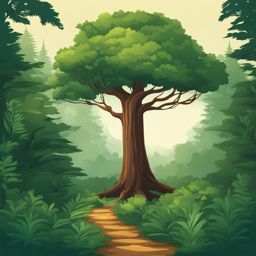 tree clipart - standing tall in a lush forest. 