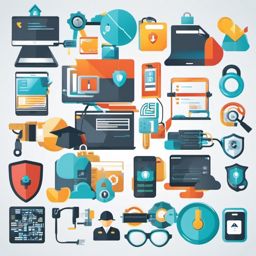 Network Security clipart - Network security and protection, ,vector color clipart,minimal