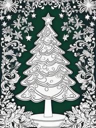 Christmas Tree Color Book  outling,coloring pages,black and whit