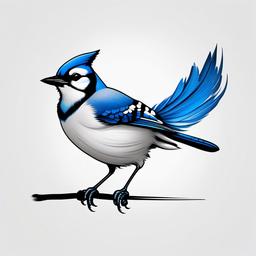 Blue Jay Tattoo - Represents curiosity, clarity, and resilience  minimal tattoo design,white background