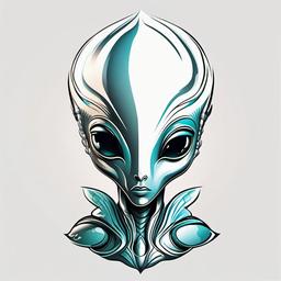 Tiny Alien Tattoo - Embrace subtlety with a tiny and detailed alien-themed tattoo.  simple color tattoo,vector style,white background