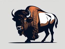 Bison cartoon  minimal, white background