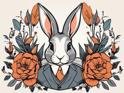 mr rabbit tattoo  minimalist color tattoo, vector