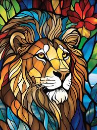 Stained Glass Lions - Showcase the regal beauty of lions with stained glass art, featuring these majestic big cats in vibrant and captivating designs.  