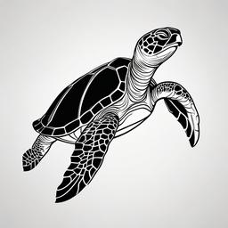 3D Sea Turtle Tattoo - Elevate your ink with a realistic and dynamic portrayal of a sea turtle, creating a visually striking tattoo.  simple color tattoo,minimal vector art,white background