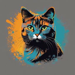 Witty Cat Graphic Art - Graphic art piece showcasing the wit of a cat. , t shirt vector art