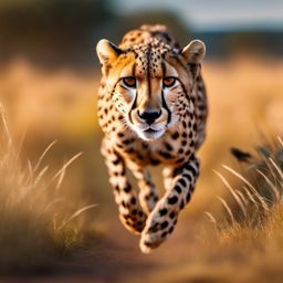 Cute Cheetah Sprinting in the African Savannah 8k, cinematic, vivid colors