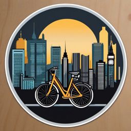 Cityscape and Bicycle Emoji Sticker - Urban cycling adventures, , sticker vector art, minimalist design