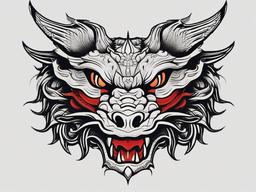 Traditional Dragon Head Tattoo - Traditional tattoo featuring the head of a dragon.  simple color tattoo,minimalist,white background