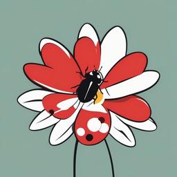 Daisy clipart - daisy with ladybug sitting on its petal  color,minimalist,vector clipart