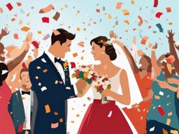 Wedding Confetti clipart - Throwing confetti at the newlyweds, ,vector color clipart,minimal