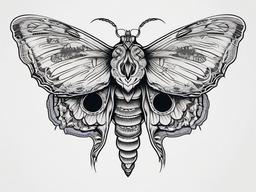 Death Moth Tattoo Design - Discover creative and unique designs for Death moth tattoos, each with its artistic interpretation.  simple vector color tattoo, minimal, white background