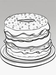 Cake Coloring Pages - Frosted donut-shaped cake with sprinkles  simple coloring pages