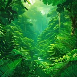 Lush Amazon Rainforest in Anime Green Anime Background intricate details, patterns, wallpaper photo