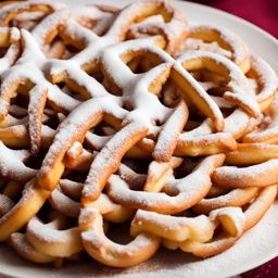 funnel cake with powdered sugar, relished at a bustling carnival. 