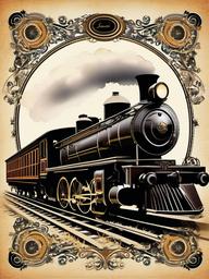 Train clipart - vintage train with an old-fashioned design  