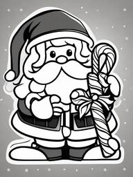 Santa Holding a Candy Cane Coloring Pages - Enjoying a Festive Treat  minimal black outline printable sheet, coloring page