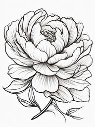 Japanese Peony Tattoo Outline - Outline of a Japanese peony tattoo.  simple color tattoo,white background,minimal
