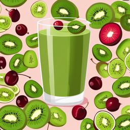 Kiwi and Cranberry Smoothie Clipart - A smoothie with kiwi and cranberries.  color vector clipart, minimal style