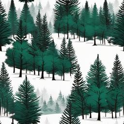 pine forest tattoo  simple color tattoo,white background