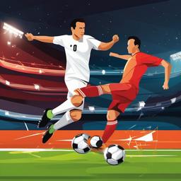 Soccer clipart - soccer match under the bright stadium lights  color,minimalist,vector clipart