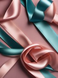 Satin ribbon embellishments top view, product photoshoot realistic background, hyper detail, high resolution