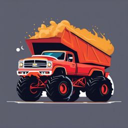 Monster Truck Clipart - A monster truck crushing obstacles.  transport, color vector clipart, minimal style