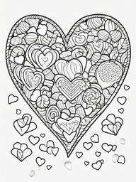 Candy Heart Coloring Pages - Sweet Candy Hearts with Fun Messages  minimal black outline printable sheet, coloring page