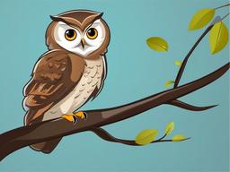 Owl Cartoon - Cartoon of owl perched on a branch  