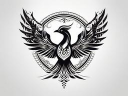 Fenix Bird Tattoo - Phoenix-inspired tattoo  minimalist tattoo design, white background