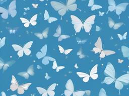 Blue Background With Butterflies-Soft blue with butterflies in pastel hues scattered across, for a whimsical feel  background wallpaper